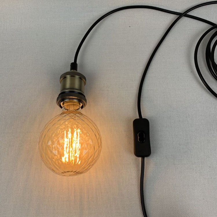 复古E27螺f口灯头灯泡带插头开关吊灯悬挂灯座床头延长线家用灯口