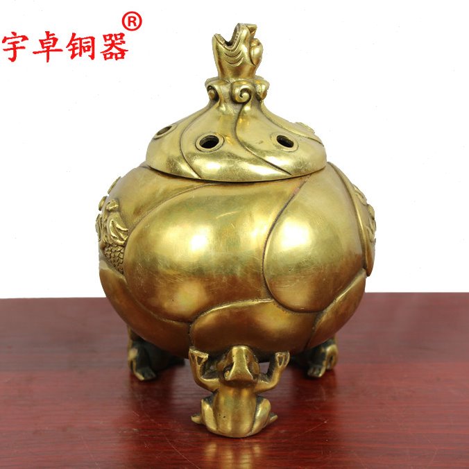 宇卓铜器纯铜香炉黄铜香炉香道用品龙纹铜香炉工艺品摆件青蛙香炉