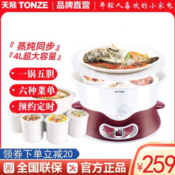 天际电炖锅隔水炖陶瓷家用炖燕窝煲汤煮粥大容量全自动一锅五胆4L