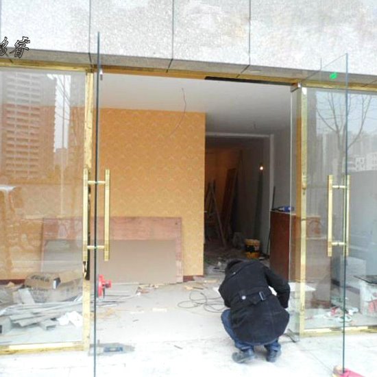 公司地簧大门办公室钢化玻璃地簧门 办公室地簧门 门面玻璃门无框