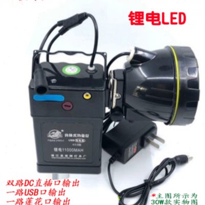 鸿顺分体锂电充电宝LED夜钓灯钓鱼灯可搭配10W30W白黄蓝光灯头