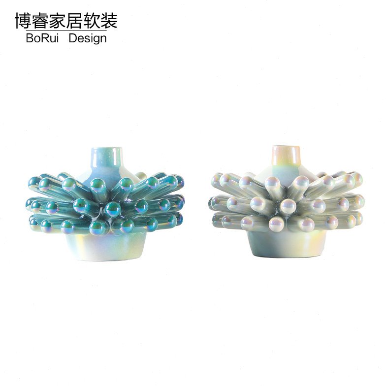 简约现代风格轻奢陶瓷花器摆件博古架样板房间客厅酒店花瓶装饰品