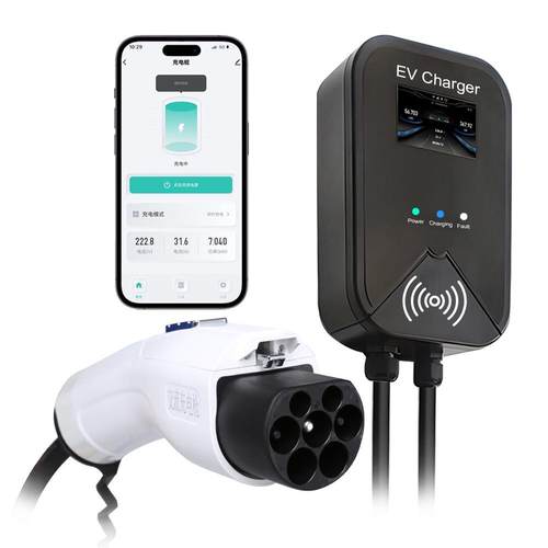 7KW国标新能源充电桩壁挂式电动汽车家用刷卡即插即充APP控制