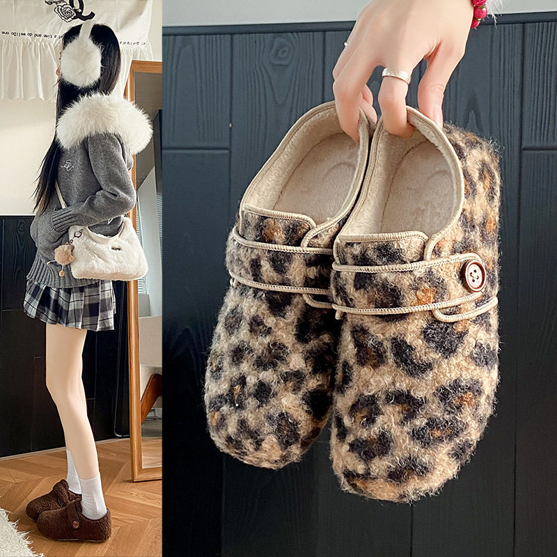 百搭ins韩版加绒2026冬季勃肯鞋羊羔毛乐福鞋女平底毛棉鞋潮流风