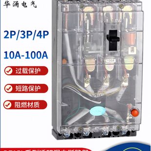 DZ15L-10063A2/490透明漏电塑壳断路器保护器三项四线4P两极临电