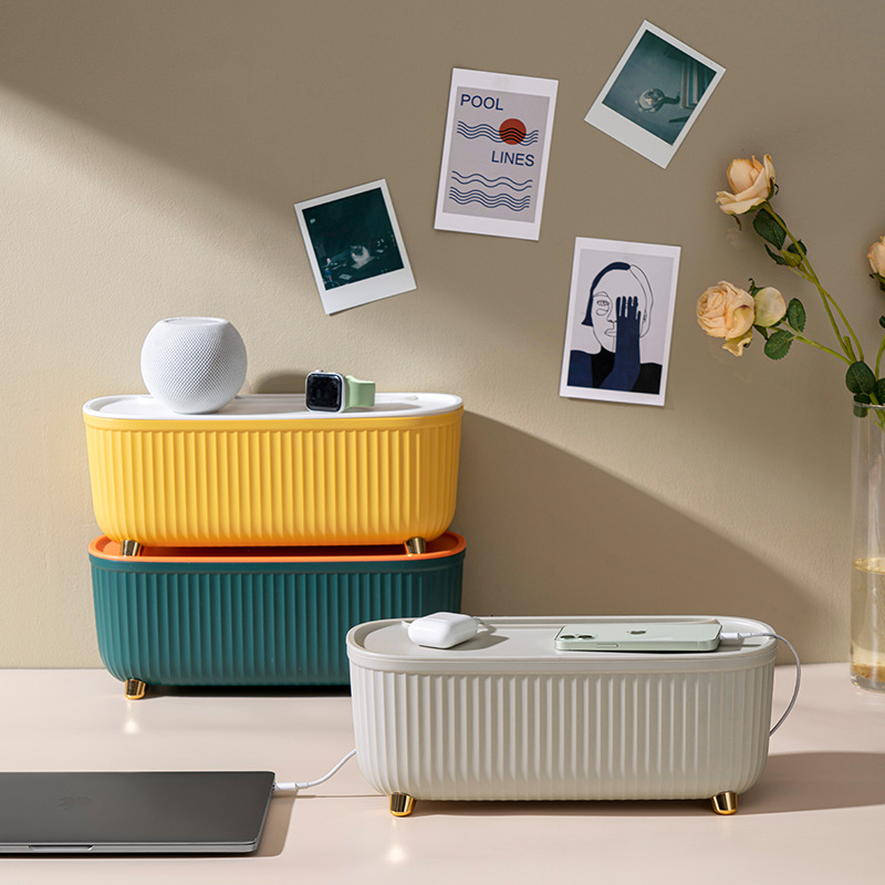 插排插座插线h板收纳盒客厅电线理线器办公室桌面电源线遮挡集线