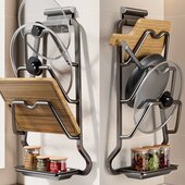 锅盖架免打孔壁挂厨房置物架菜板放置架收纳用品大全神器砧板架子