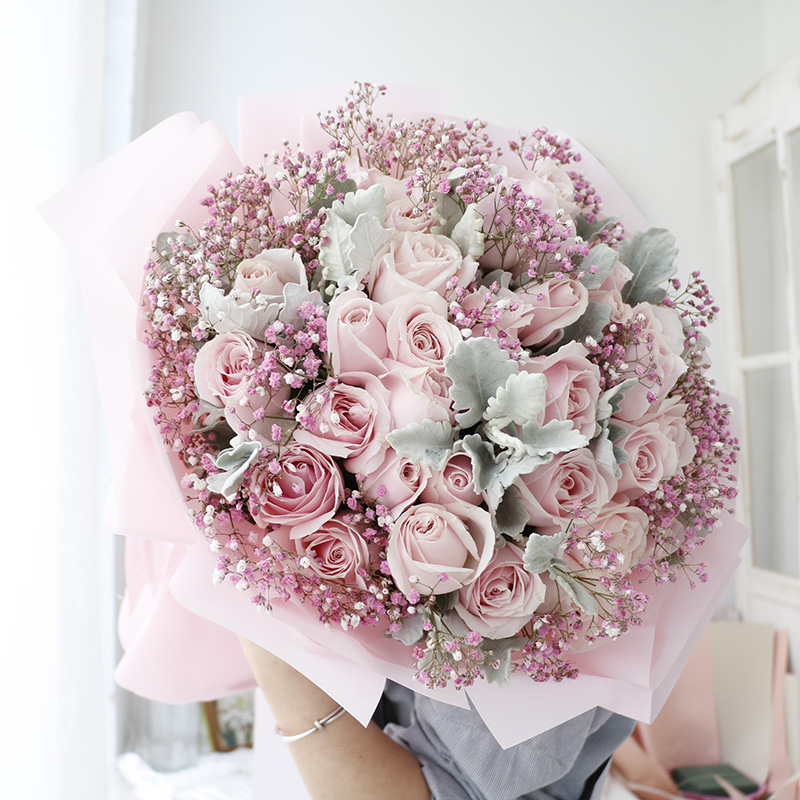 教师节鲜花玫瑰花礼盒全国速A递33朵白玫瑰杭州天津送花