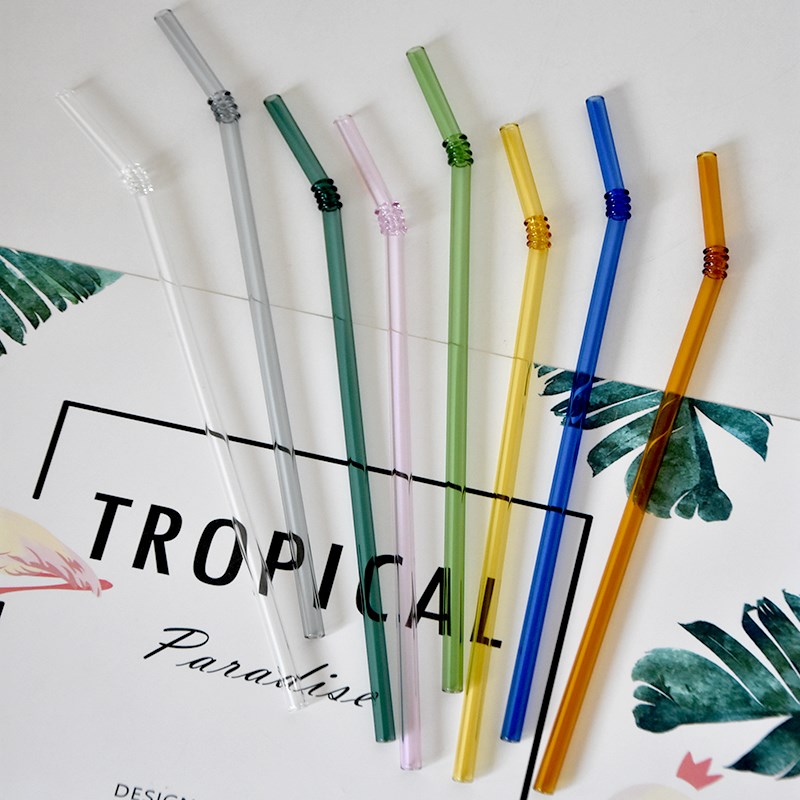 30cm螺纹吸管加长玻璃吸管杯A子吸管耐高温饮品吸管直弯吸管透明