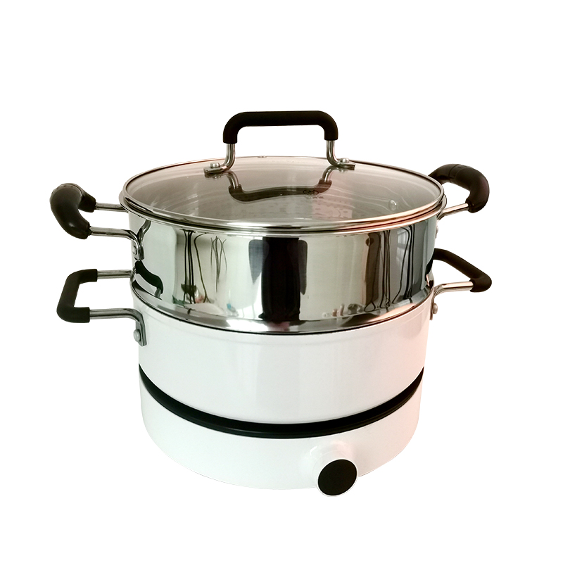 知吾汤锅蒸笼蒸格蒸屉笼架w不锈钢不粘炒锅平底锅通用煮锅蒸笼