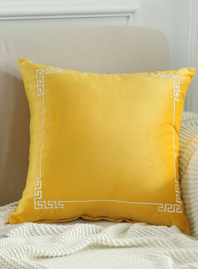 新中式刺c绣靠垫简约现代中国风民族纹抱枕套55x55沙发大靠背含芯