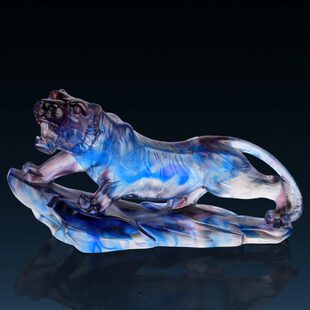 虎琉璃装饰酒柜河摆件家居山班德拉斯工艺品摆件开业送礼生肖啸虎