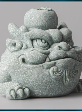 青砂石元c宝柿子招财蟾新中式办公家居创意精品国潮桌面茶宠摆件