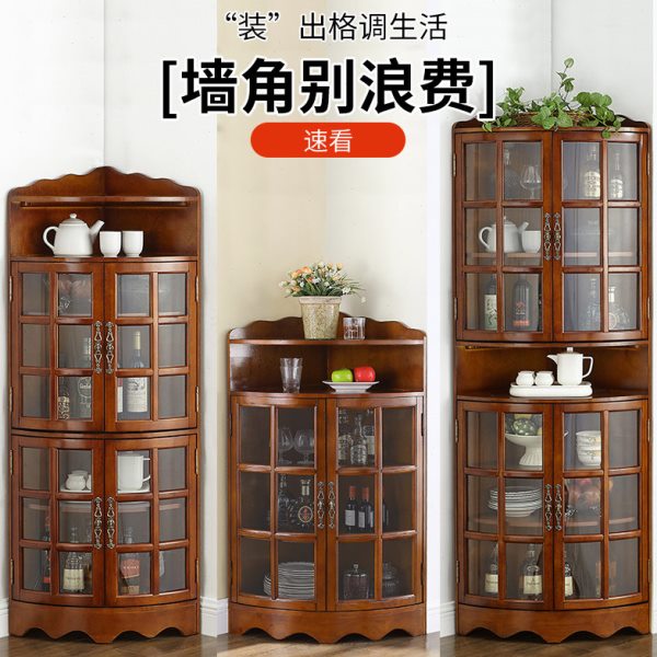 实木三角柜简约现代墙角柜客厅转角柜欧式小酒柜边柜拐角柜靠墙