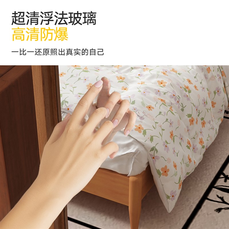 旋转全身镜可移动落地镜家用洞洞板穿衣镜衣挂架S一体镜子试衣镜