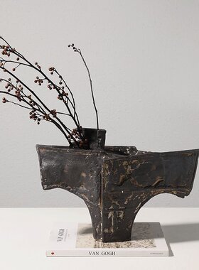 新中式侘寂风陶瓷花器花瓶摆件不规则售楼部桌面装饰民宿样板房间