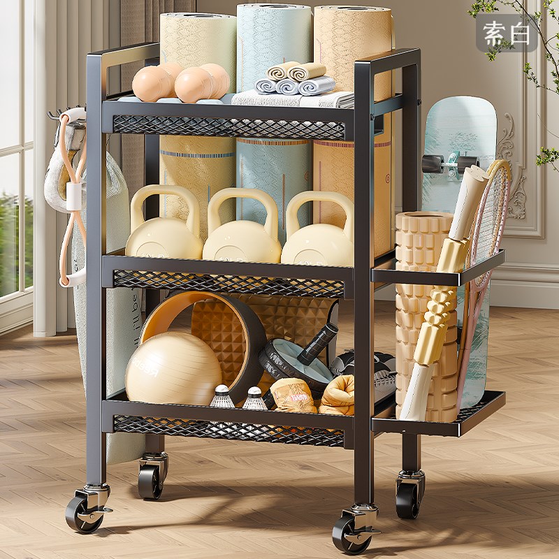 健身器材收纳层架家用可移动瑜珈垫收纳运动用品置S物架哑铃收纳