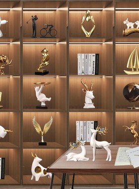 现代简约轻奢书柜客厅酒柜摆v件领导高端商务办公室家居装饰工艺