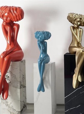 现代简约花季少女人n物s抽象雕塑装饰摆件大堂售楼处样板间工艺品