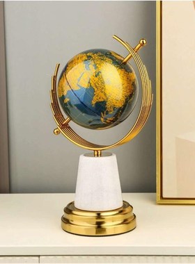 轻奢大理石底地球仪摆件金属客y厅办公室书房酒柜家居软装饰品摆