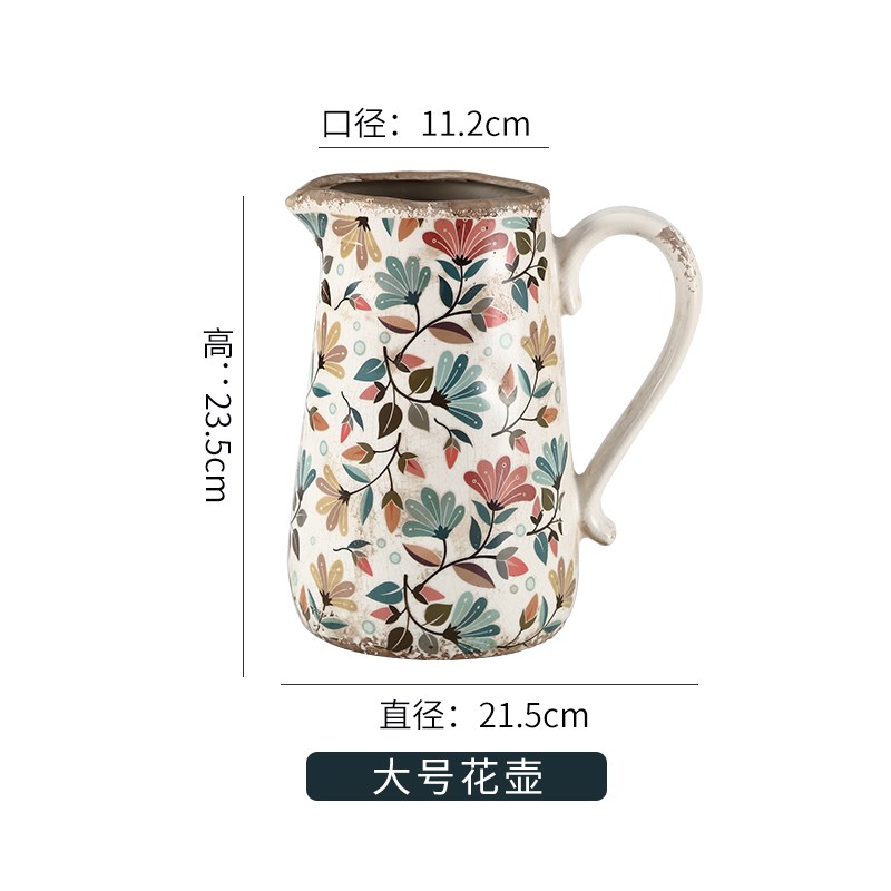 油墨鸢尾花壶瓶艺k术花瓶家居摆件插花水培干花创意装Y饰品覆古田