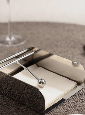 现代客厅轻奢杆压金属圆球支点纸A巾座样板间氛围感软装饰收纳摆