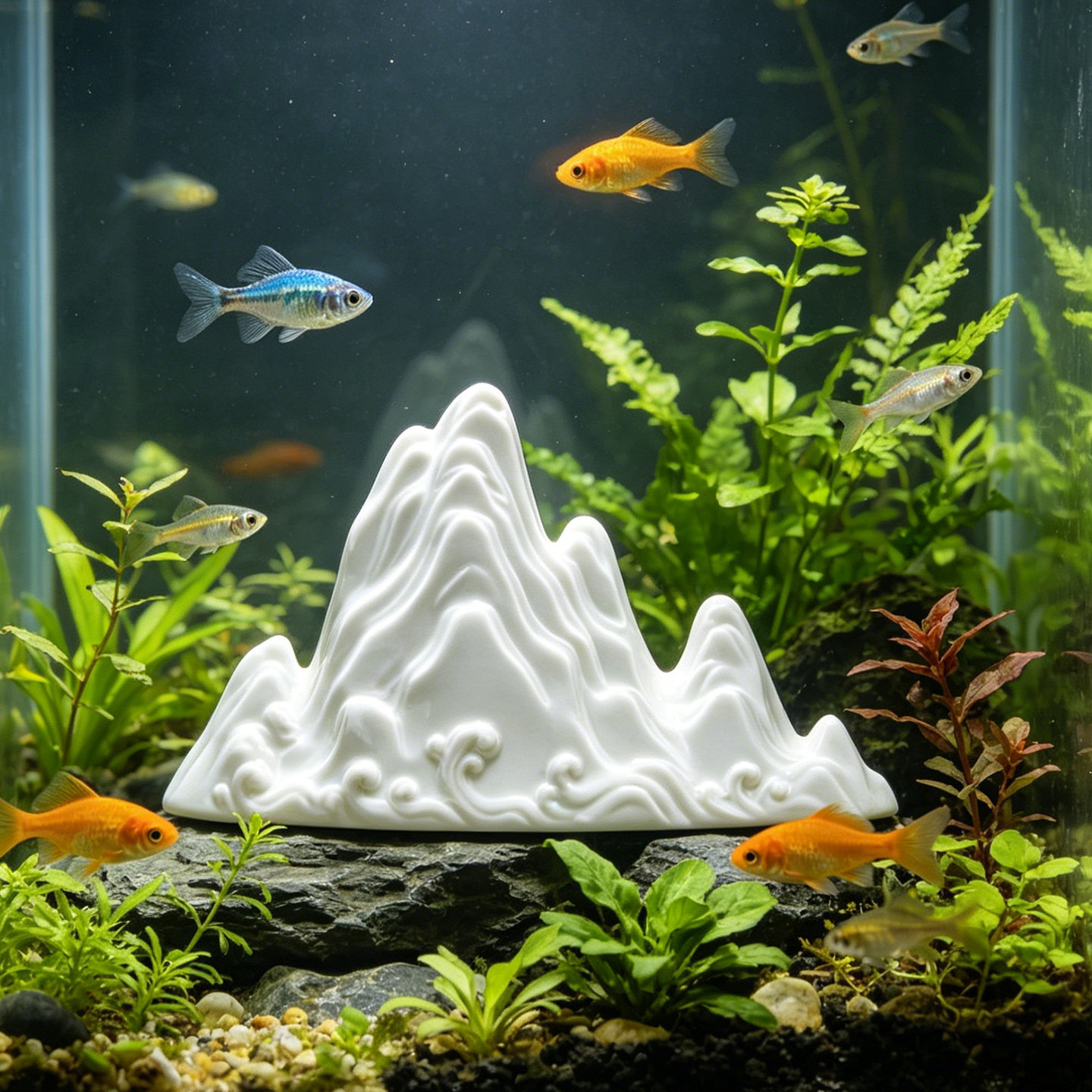 中式陶瓷假山摆件微景观创意客厅枯山水沙盘桌面鱼缸造景沉水装饰