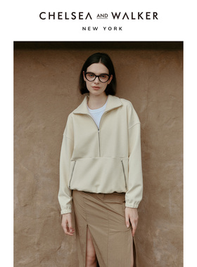 Chelsea and Walker澳洲进口美利奴羊毛翻领卫衣休闲秋冬内搭上衣