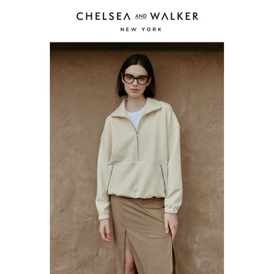 Chelsea and Walker澳洲进口美利奴羊毛翻领卫衣休闲秋冬内搭上衣