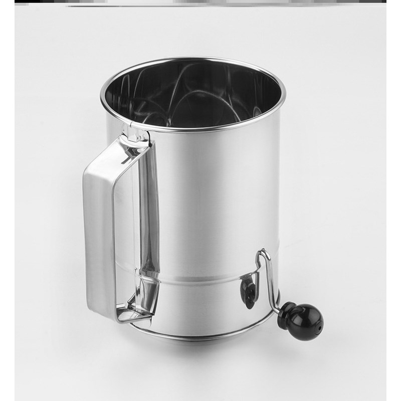 不锈钢手摇粉筛大号8杯筛粉器手持面粉筛撒粉滤网筛家用烘焙工具s