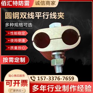 夹绞线圆钢双线平行线夹黄铜接地线夹接地配件铜包钢圆钢固定夹