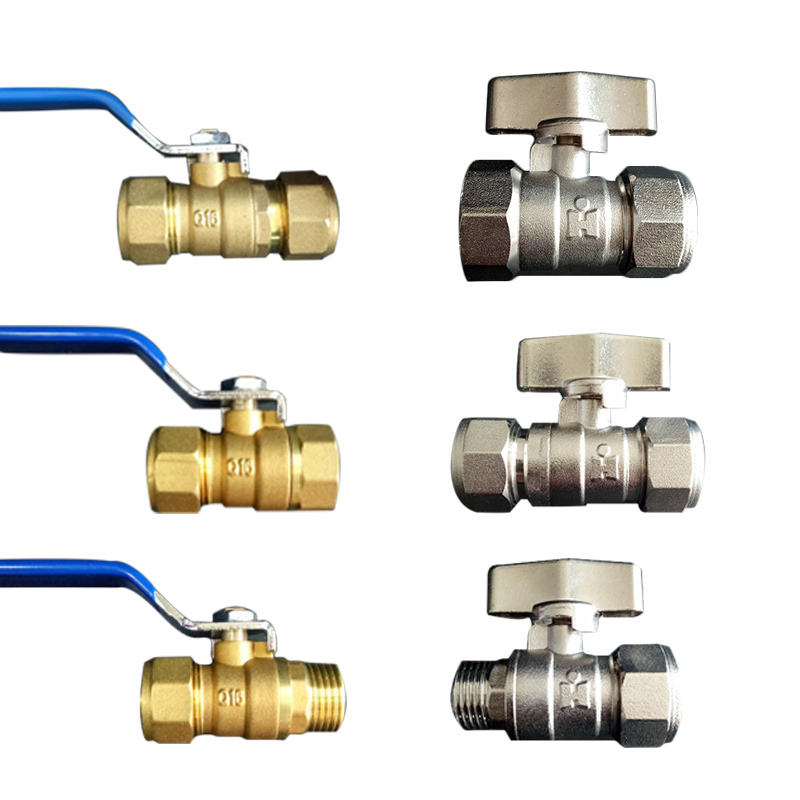 太阳能铝塑管球阀 开关 2025 1620 1216卡套式暖气片阀门4分6分铜