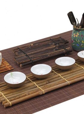 垫手工托文玩茶壶泡茶竹排干竹制茶垫茶盘中式竹拍照道具茶杯托盘