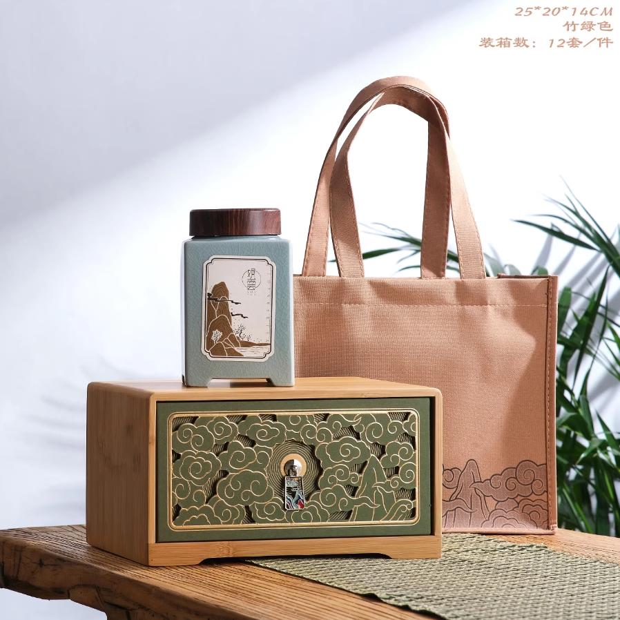 空礼盒覆古包装盒陶红茶盒子瓷罐竹盒H礼盒装空盒高档包装绿茶茶