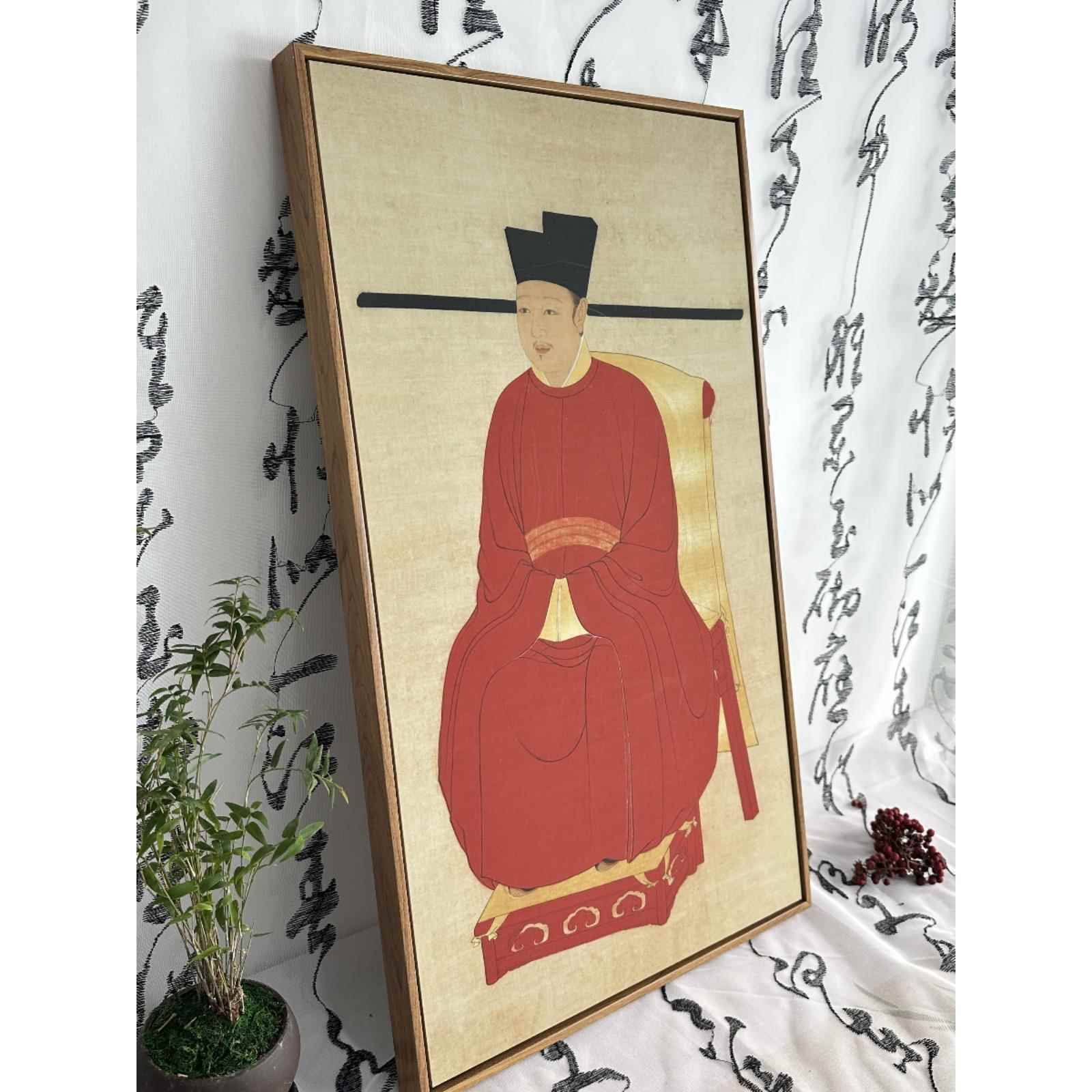 宋朝皇帝画像宋太祖赵q匡胤宋徽宗赵佶宋太宗宋代人物挂画古壁画