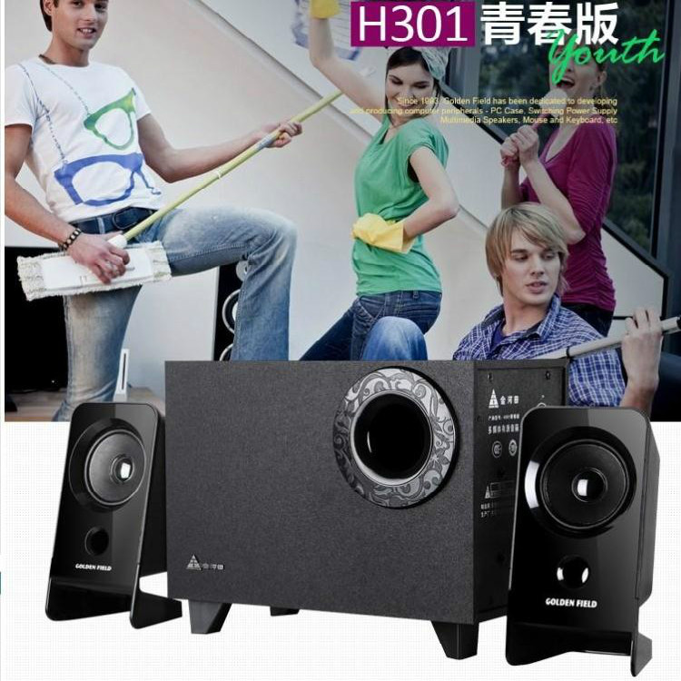Golden Field/金河田 H301青春版电脑音响 2.1有源木Y质低音炮音