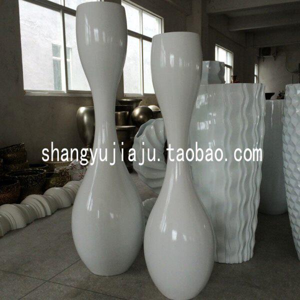 保龄球玻璃钢落地花瓶简约客厅大花器花插酒店会所样板房摆件饰品