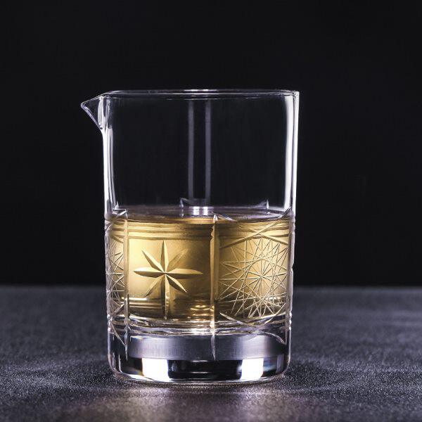 酒吧传奇 捷克花纹水晶材质 手工刻花调酒搅拌杯 调酒混合杯550ml