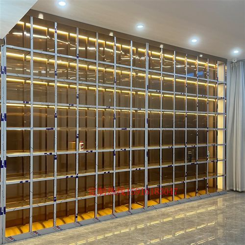 定制不锈钢酒柜 商用玫瑰金酒庄白酒展示柜恒温红酒金属酒窖展架