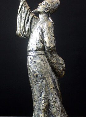 创意古代人物李白雕像公仔中式客厅格子柜书房家居装饰品工艺摆件