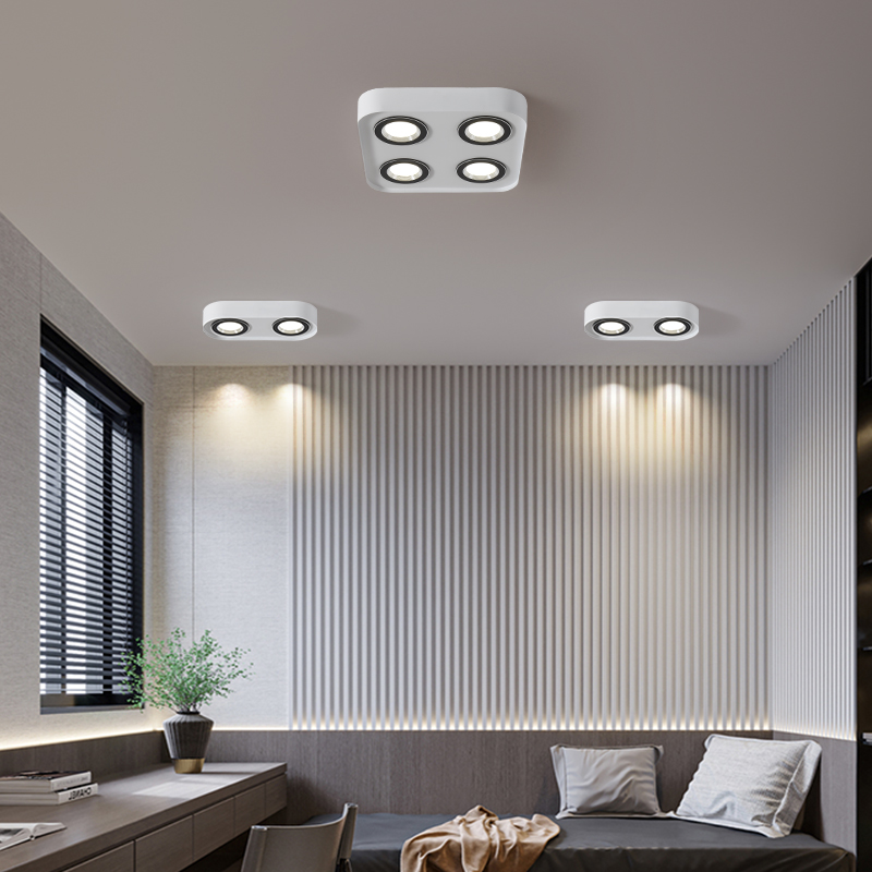 客厅无主灯照明长条明装吸顶灯筒灯射灯卧室轨道灯餐厅过道斗胆灯