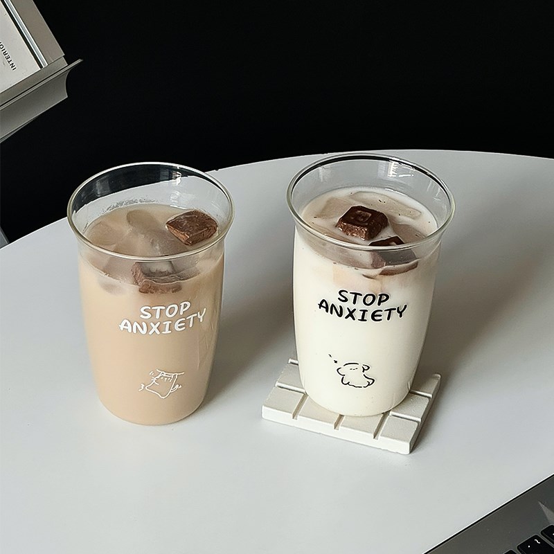 高硼硅透明玻璃杯女高颜值家用便携大容量喝水杯子泡茶咖啡杯水杯