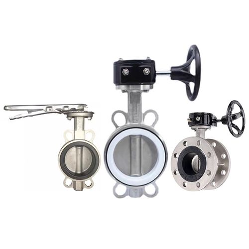 不锈钢手动涡轮对夹式蝶阀法兰蝶阀手柄四氟蝶阀304板 80 125弘杰