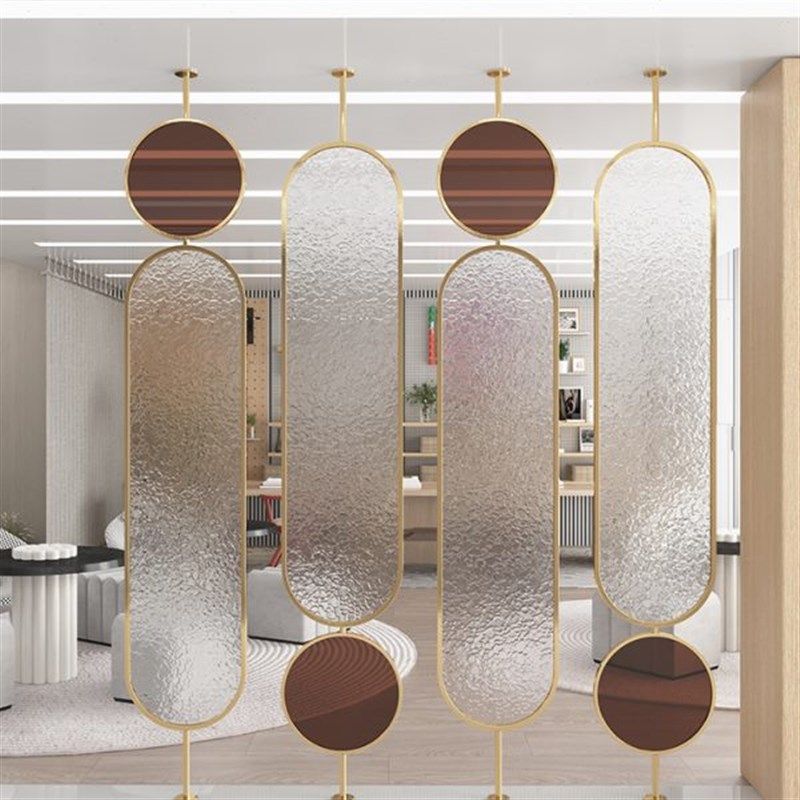 水波纹玻璃d屏风隔断墙轻奢公室入户卧室房间客厅卫生间厕所玄关u