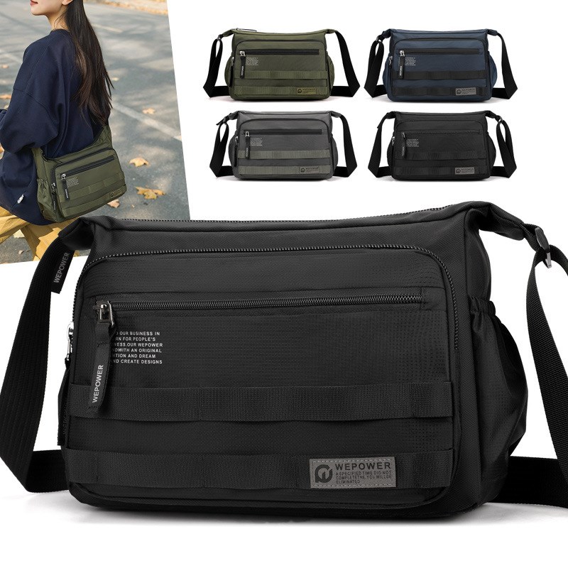 新款男士商务大容量单肩包防泼F水休闲出行旅行斜挎单肩包