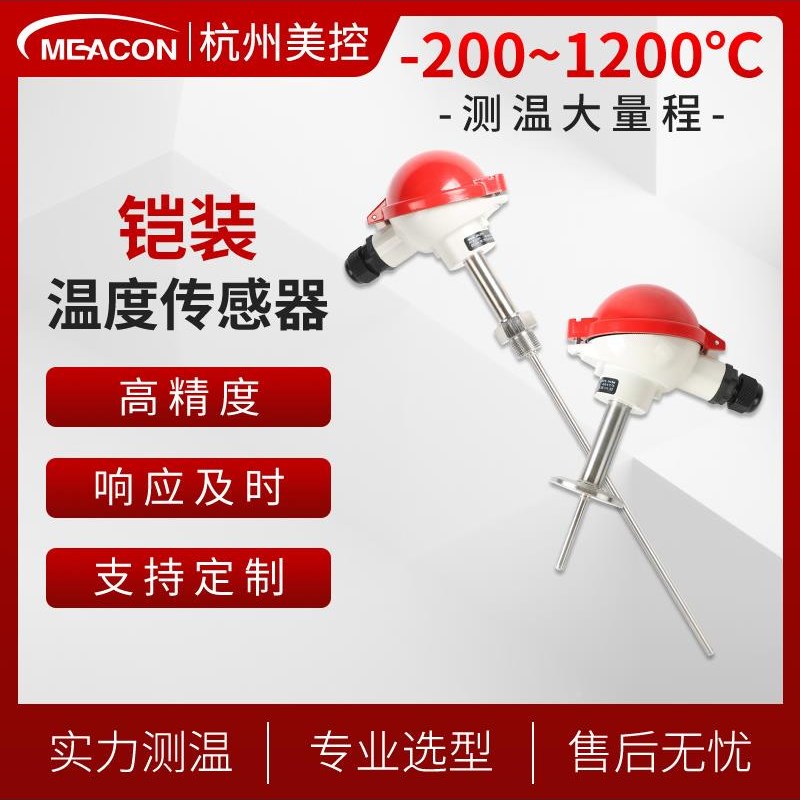 美控铠装热电偶 K型PT1p00温度传感器铂wzp-230热电阻wrn130变送