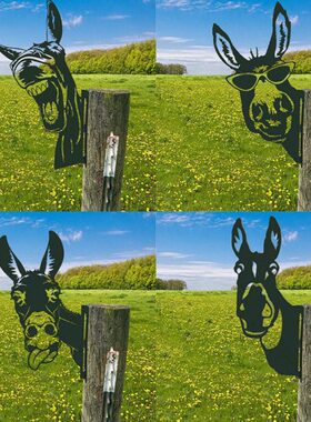 户外庭院摆件工艺品铁艺花园装饰品栅栏幽默驴金属农舍动物花园