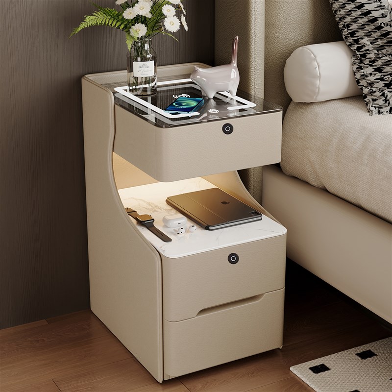 床头柜小型超窄30cm宽夹缝2025新款简约现智能实木带锁Z极窄床头