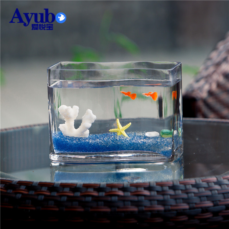 创意鱼缸S形玻璃金鱼缸热带鱼小型桌面迷你N水族箱乌龟缸客厅摆件