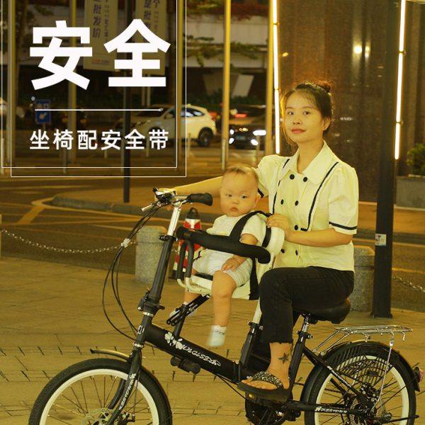 亲子自行车母子车带小孩溜娃神器双胞胎2人折叠变速碟刹接送童车